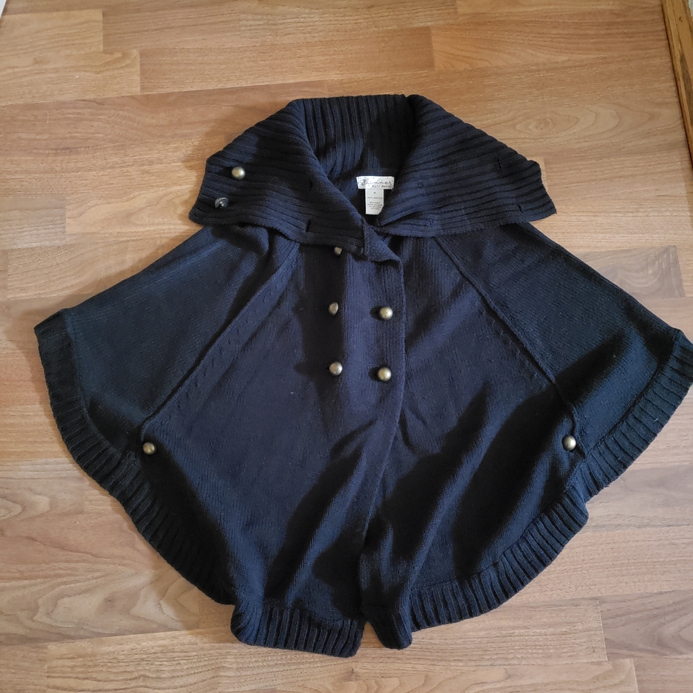 Elegant Black Poncho Sweater